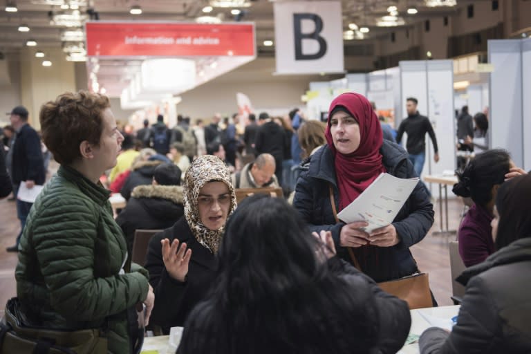 Berlin hosted a big job fair for refugees and migrants in January -- but Germans' initial enthusiasm at taking in the newcomers has given way to doubts over their country's ability to integrate the migrants, as Hoenisch's film shows