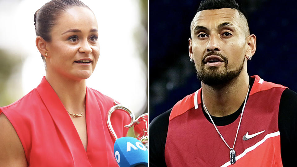 Nick Kyrgios and Ash Barty, pictured here at the Australian Open.
