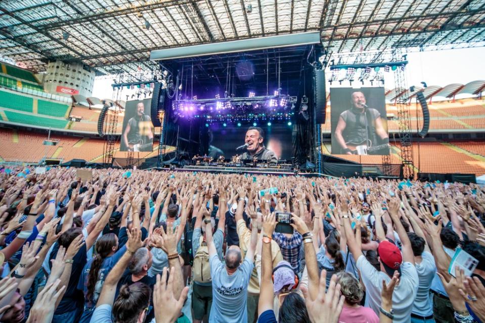 Bruce Springsteen and the E Street Band perform a sold out show at San Siro Stadium in Milan in 2016.
