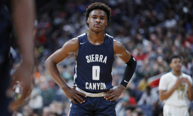 LeBron James' oldest son Bronny James during a game for Sierra Canyon in Ohio.