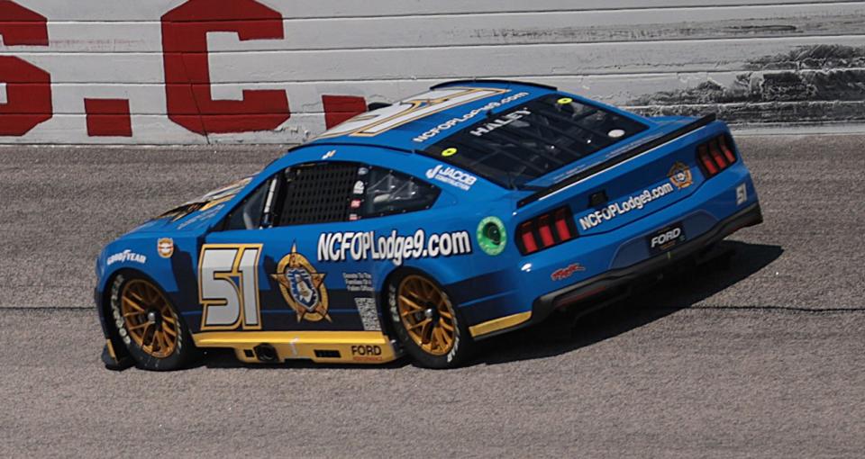 Justin Haley competes in a NASCAR Cup Series race at Darlington.