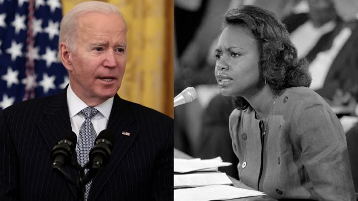 President Joe Biden and Anita Hill. (Photo: Getty Images)