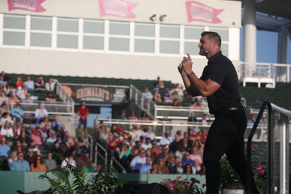 Tim Tebow, shown here at the Southwest Florida Community Prayer Breakfast at JetBlue Park in May 2023 in Fort Myers, Florida, will be  guest speaker at the Hope is Alive "Celebration of Hope" on Friday, Aug. 11, at Crossings Community Church in Oklahoma City.