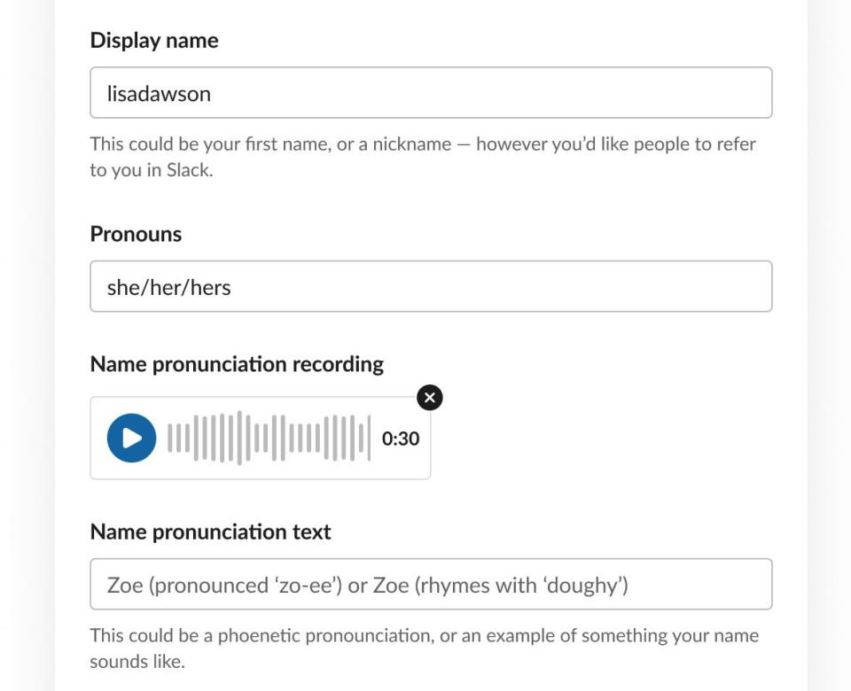 Name pronunciation feature in Slack