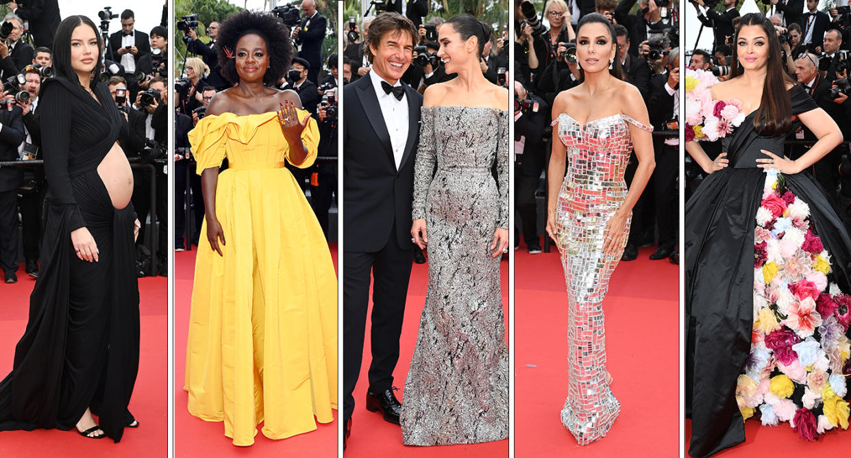 The stars pulled out all the stops for the Cannes Film Festival 'Top Gun' premiere. (Getty Images)