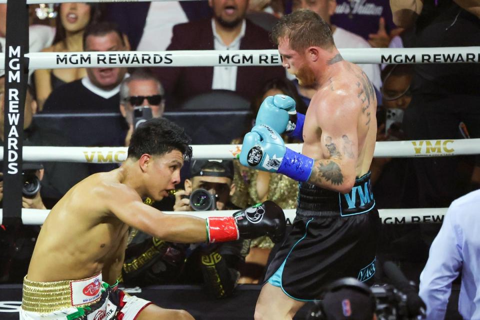 Saul ‘Canelo’ Alvarez (left) handed Jaime Munguia his first professional loss (Getty Images)