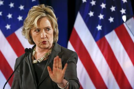 U.S. Democratic presidential candidate Hillary Clinton speaks during an event at the New York University Leonard N. Stern School of Business in New York July 24, 2015. REUTERS/Shannon Stapleton