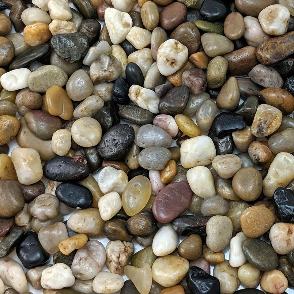 naturally decorative polished mixed pebbles, lawn alternatives