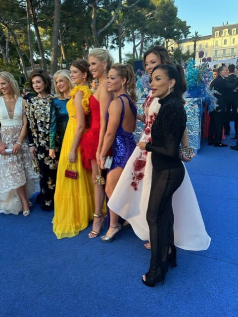 Eva Longoria (far right) and friends at amFAR gala in Cannes