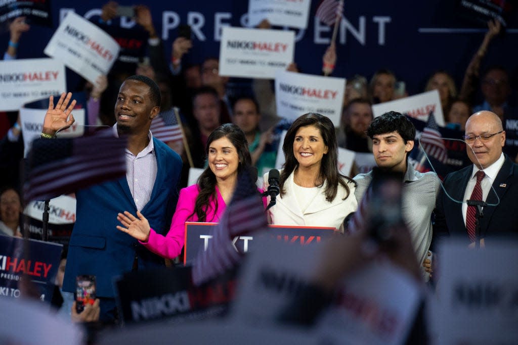 Nikki Haley with her family announcing her presidential run