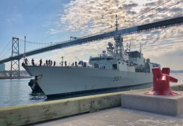 HMCS Fredericton left Halifax around 10 a.m. AT Saturday.  (Brett Ruskin/CBC - image credit)