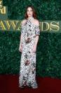 <p>Ruth Wilson chose a floral halterneck Erdem gown for the occasion, opting for a white design which stood out among all the black. <i>[Photo: Getty]</i> </p>