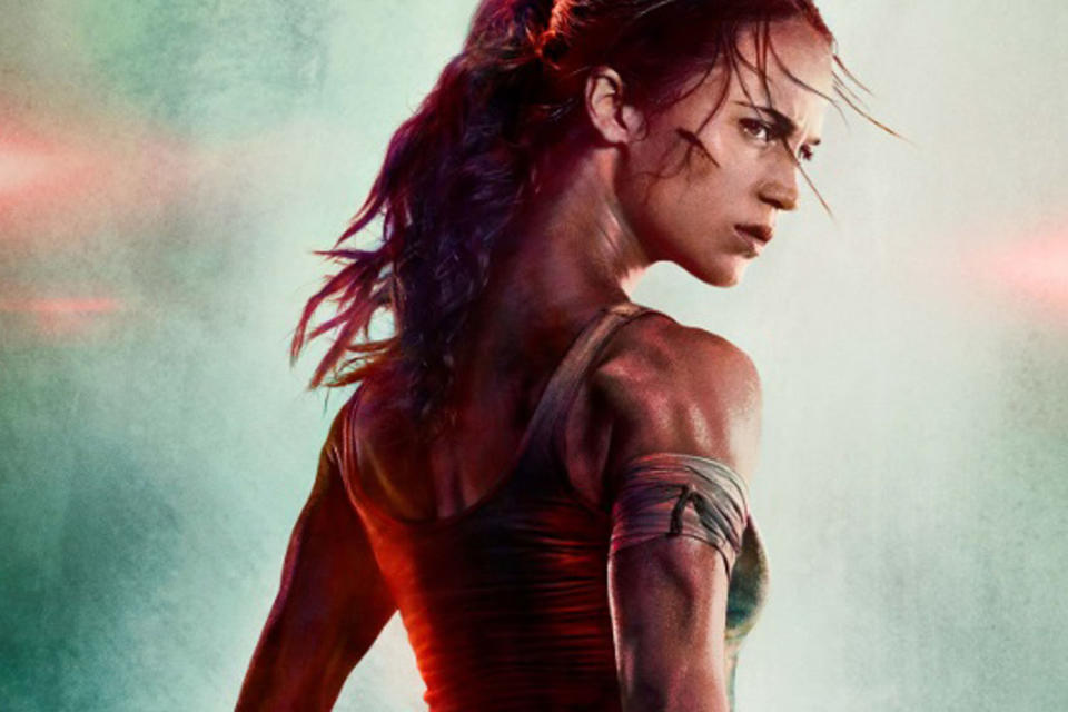 Photoshop fail? Alicia Vikander as Lara Croft on the Tomb Raider poster: Warner Bros