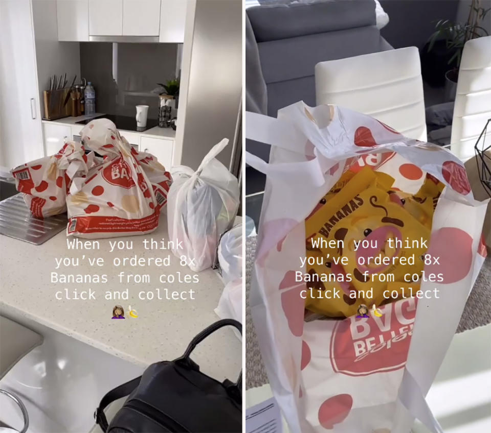 A TikTok user has taken to the app to share what went wrong when she put in a Click and Collect order with Coles. Photo: TikTok/@biancasky_xo