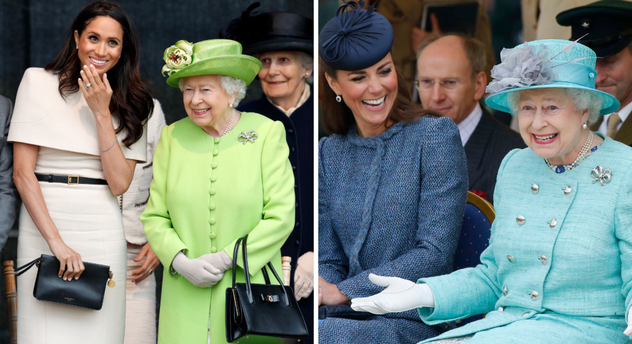 The Queen showed her support for Meghan Markle and Kate Middleton in many ways. (Getty Images)