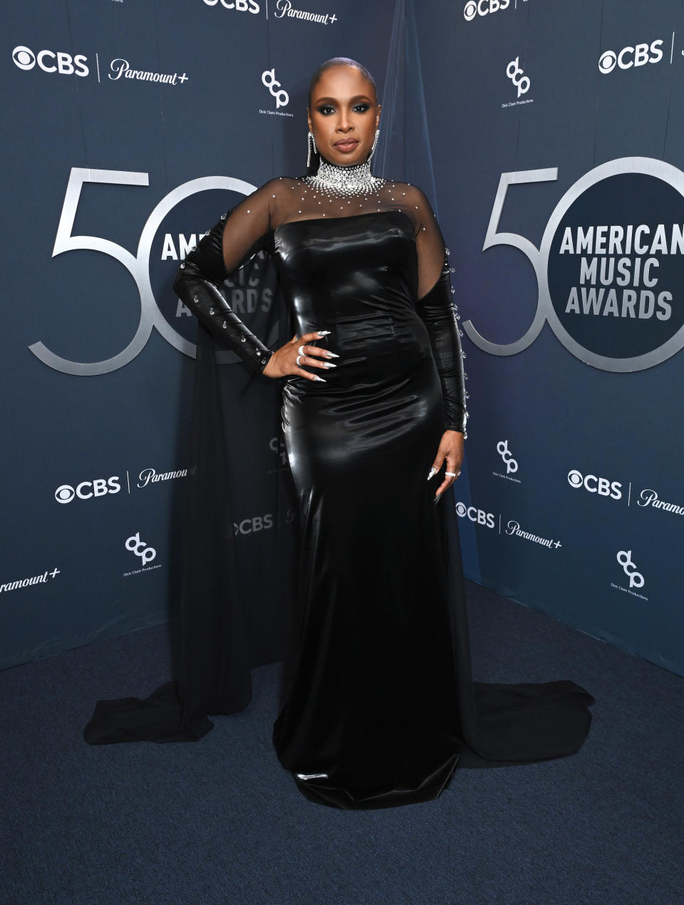 Jennifer Hudson, custom La Roxx, latex, strapless gown, celebrity style, red carpet style