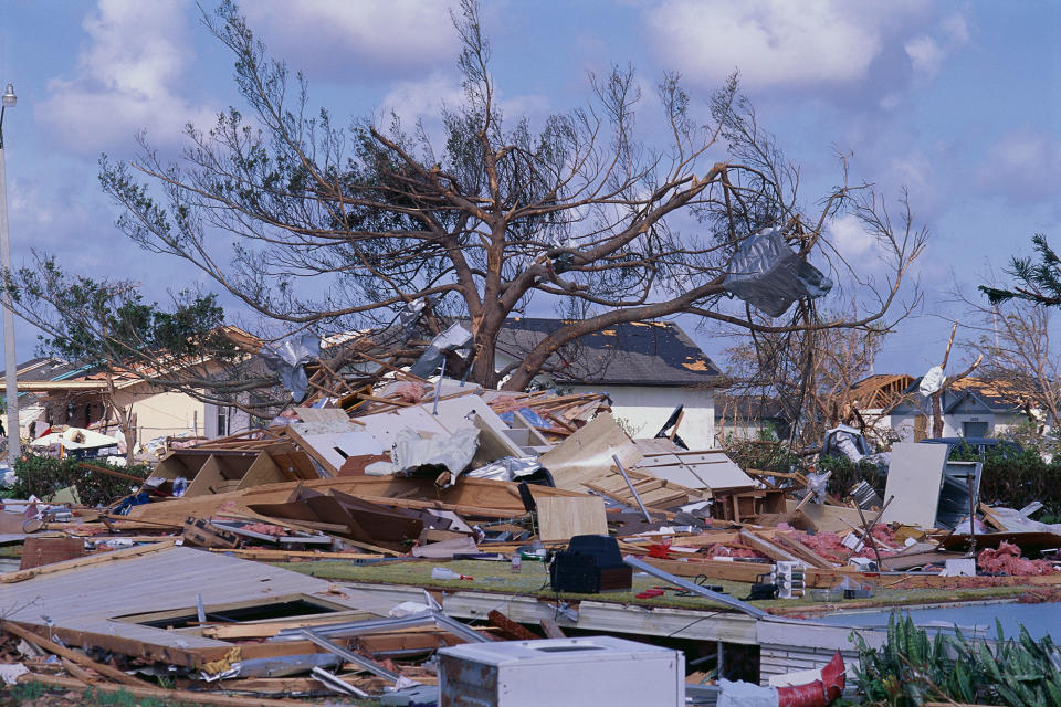 <p>Houses were reduced to rubble from Hurricane Andrew. (Steve Starr/CORBIS/Corbis via Getty Images) </p>