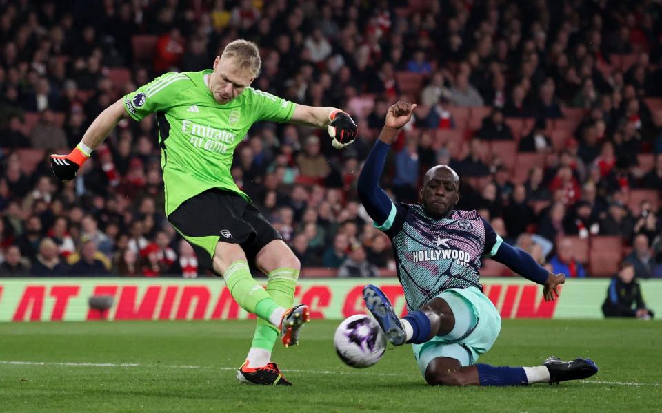 Brentford's Yoane Wissa punishes an Aaron Ramsdale mistake