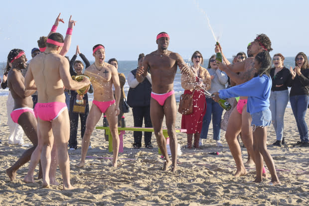 ABC/The guys donned tiny Speedos to play dodge ball on Venice Beach.