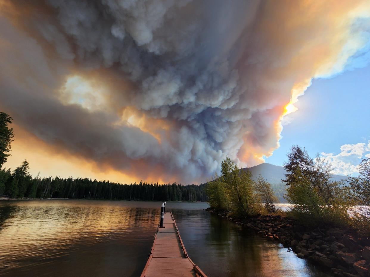 Oregon's wildfire season has grown larger and more volatile. Seen here is the Cedar Creek Fire of 2022 above Waldo Lake.