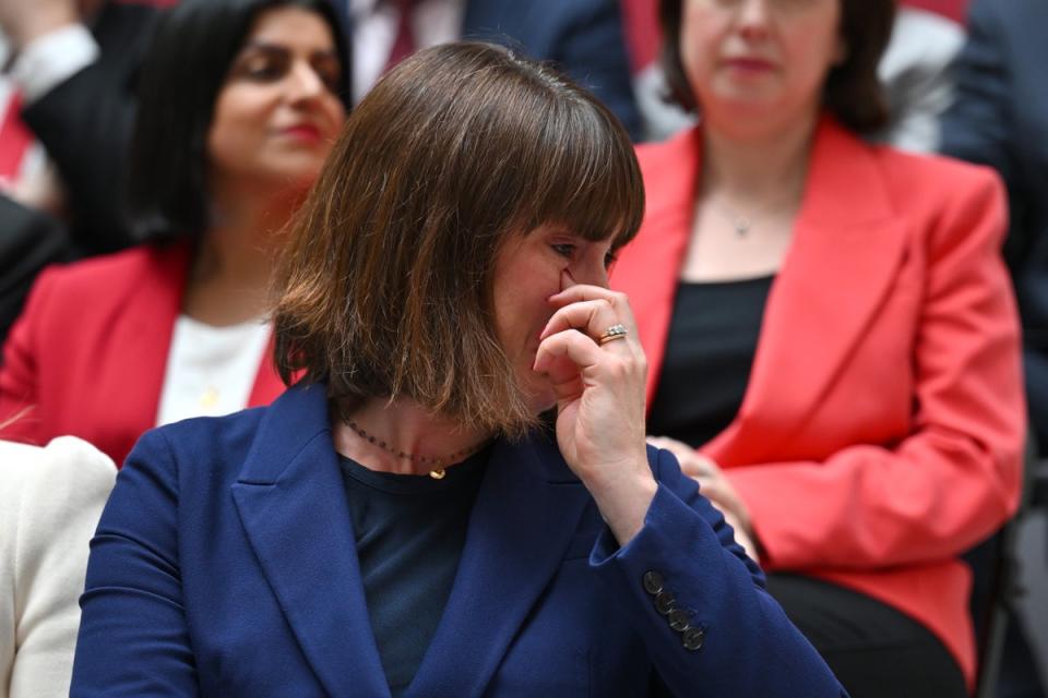 Rachel Reeves wiped away tears at Labour’s manifesto launch (Getty Images)