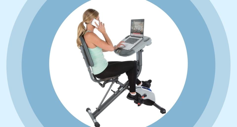 A bike desk can help you stay active while you work. (Image via Amazon Canada)