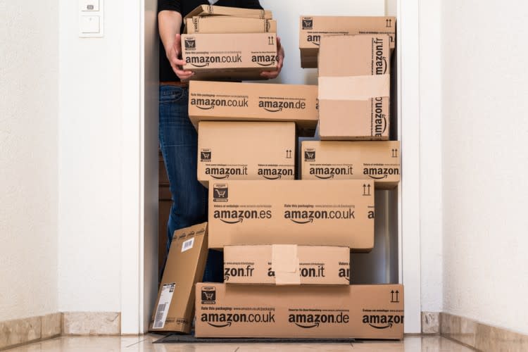 Amazon.com, Inc. (NASDAQ:AMZN), Boxes, Parcel, Retail, Order, delivery, post, shipping, stack