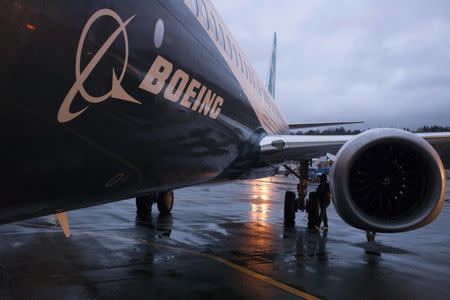 A Boeing 737 MAX sits outside the hangar during a media tour of the Boeing 737 MAX at the Boeing plant in Renton, Washington in this December 8, 2015 file photo. REUTERS/Matt Mills McKnight/Files