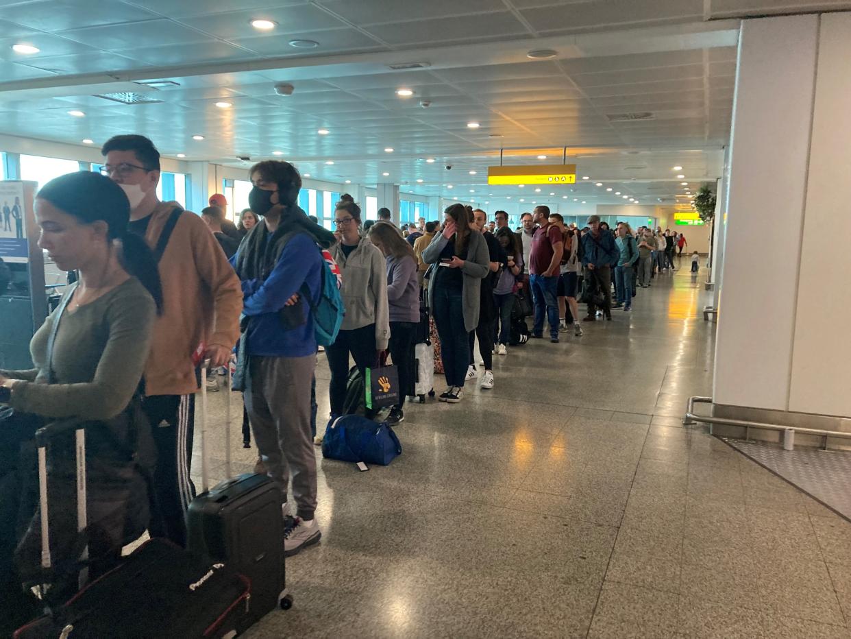 Passengers queue for flights at Heathrow Airport. Would-be travellers have labelled queues at Heathrow 