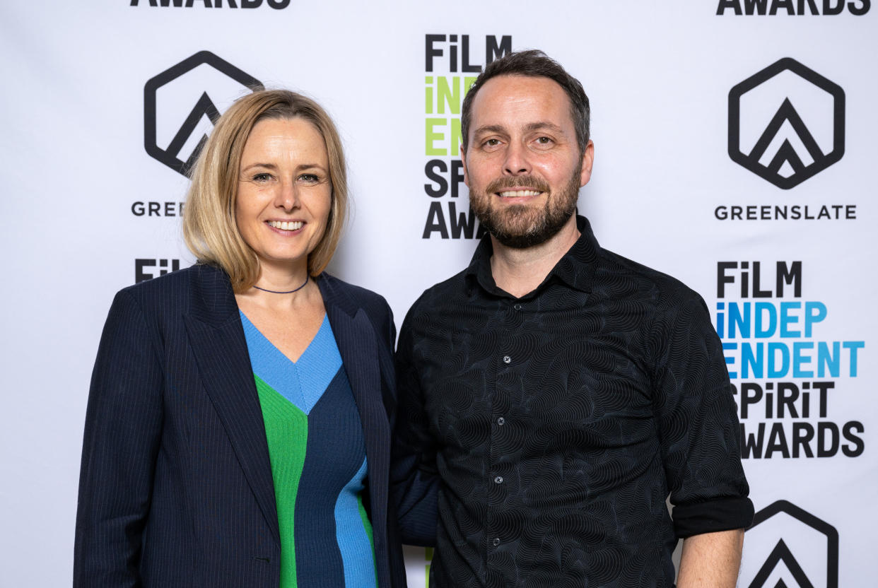 Producer Monica Hellström (L) and director Simon Lereng Wilmont attend the 2023 Film Independent Spirit Awards Nominees Brunch at Hotel Casa del Mar on February 11, 2023 in Santa Monica, California.