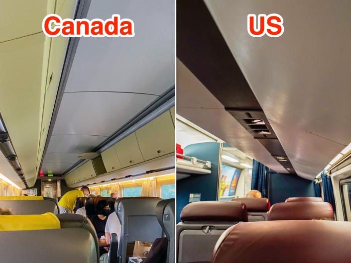 Business class seats in Canada and the US