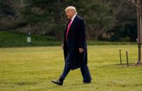 U.S. President Donald Trump departs for travel to Florida from the White House in Washington