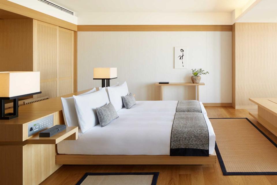 A guest room at the Aman Tokyo, voted one of the best hotels in Tokyo