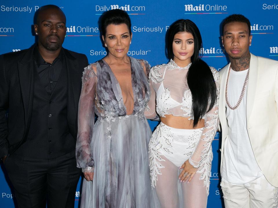 Corey Gamble, Kris Jenner, Kylie Jenner and Tyga attend the 'DailyMail.com Seriously Popular Yacht Party' on June 24, 2015 in Cannes, France