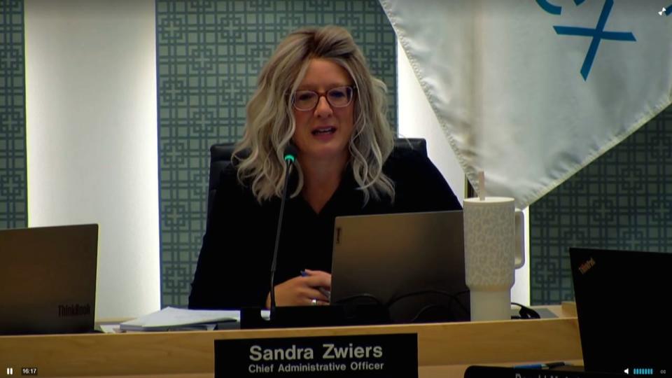 Sandra Zwiers, the chief administrative officer of the County of Essex, discussing the county's proposed 2024 budget on Jan. 10, 2024.