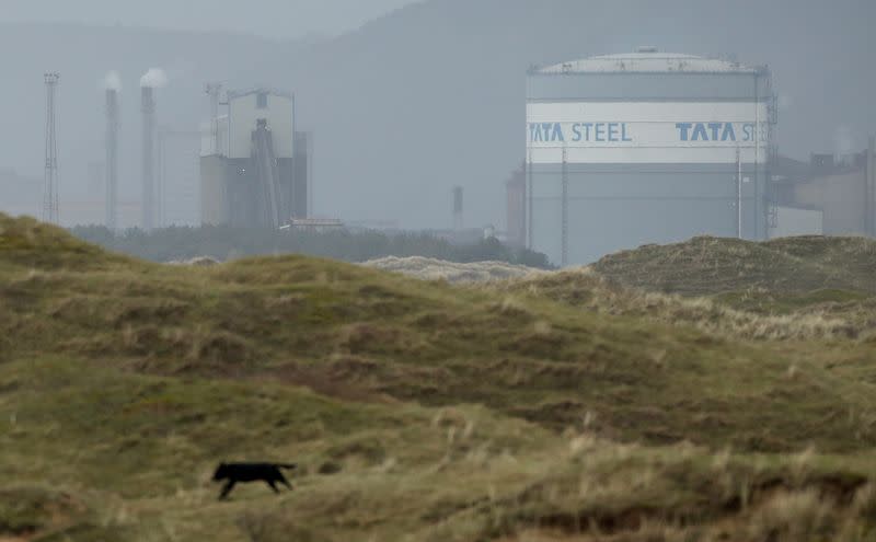 Tata Steel steelworks are seen on the South Wales coastline, Port Talbot