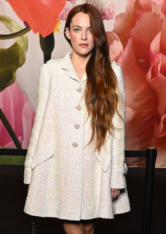 <p>Stephane Cardinale - Corbis/Corbis via Getty Images</p> Riley Keough attends the Chanel Womenswear Spring/Summer 2024 show as part of Paris Fashion Week on October 03, 2023 in Paris, France.