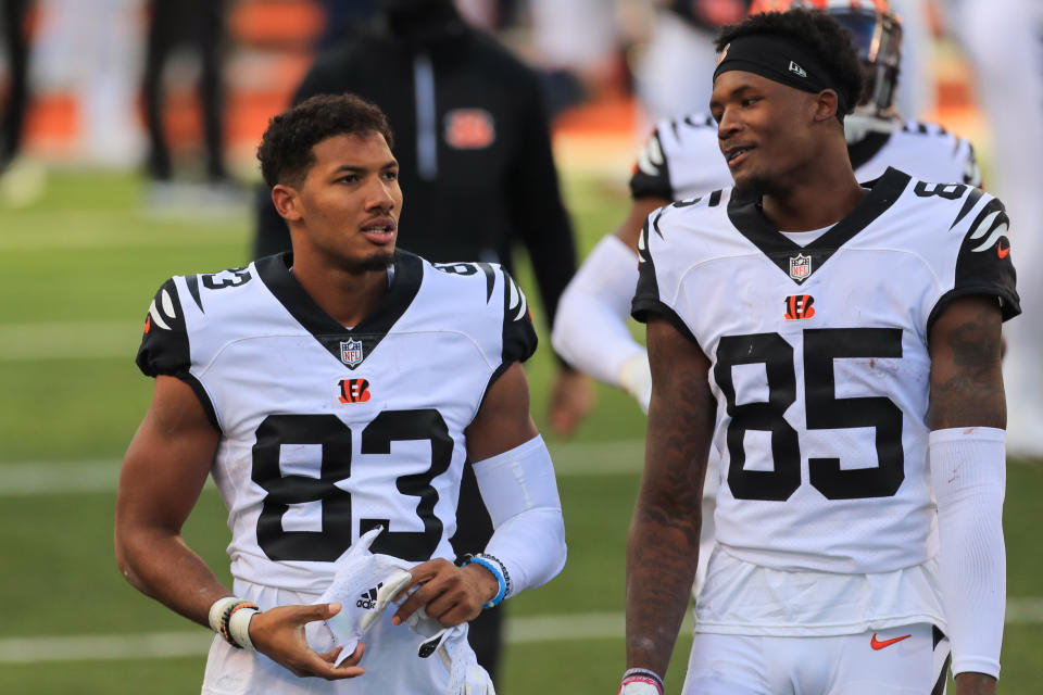 Cincinnati Bengals wide receivers Tyler Boyd (83) and Tee Higgins (85) 