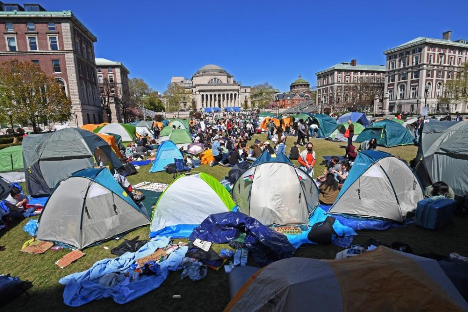 The Columbia protest continues to grow, with dozens of new tents placed on the campus lawn. Matthew McDermott