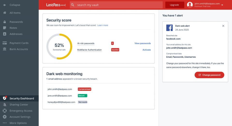 LastPass Security Dashboard