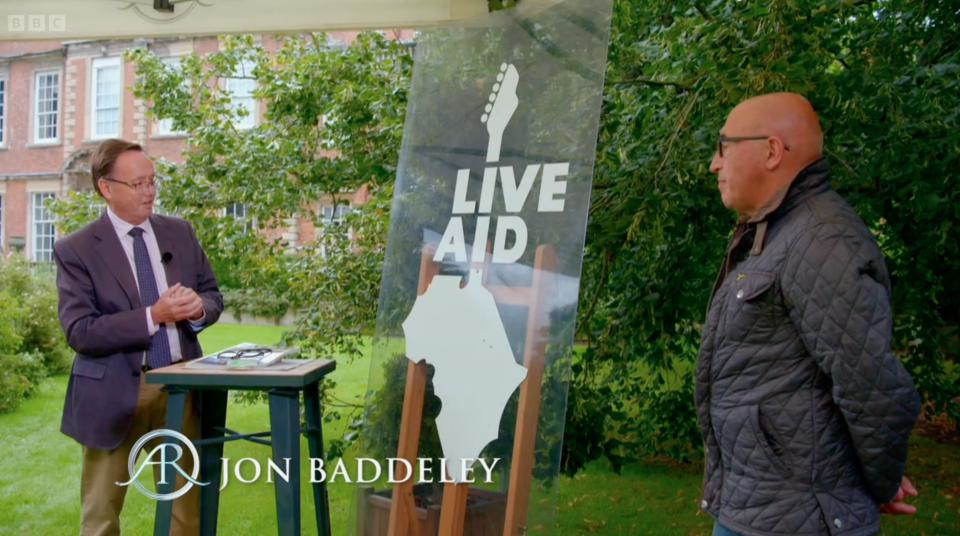 A perspex poster from 1985's Live Aid was valued on an episode of Antiques Roadshow. (BBC)