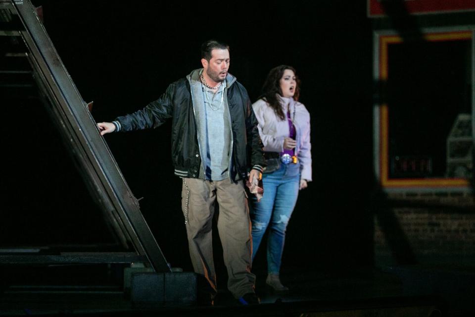 Arturo Chacon-Cruz and Amanda Woodbury perform in L.A. Opera's new production of "Lucia di Lammermoor."