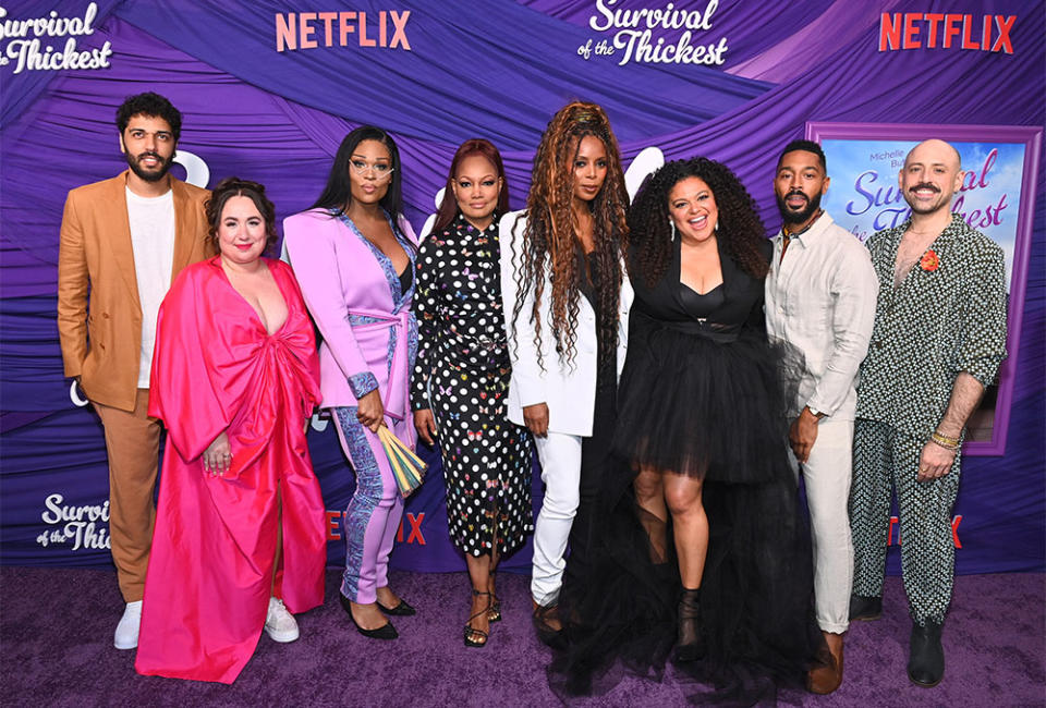 Marouane Zotti, Liza Treyger, Miss Peppermint, Garcelle Beauvais, Tasha Smith, Michelle Buteau, Tone Bell, and Anthony Michael Lopez attend the Netflix New York Special Screening of Survival Of The Thickest at Metrograph on July 11, 2023 in New York City.