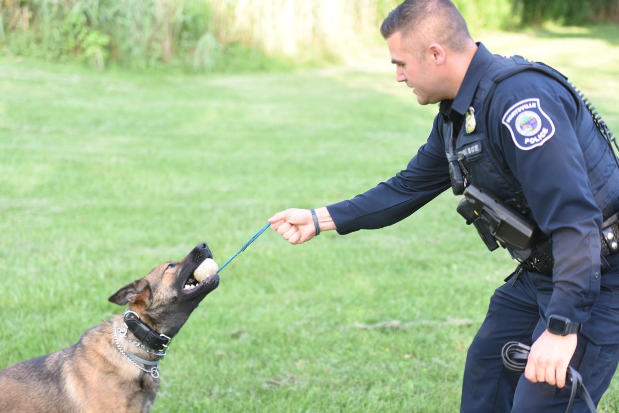 When working with Zeva, the line between work and play gets blurred. She's learned she only gets the ball after she's completed the task at hand.