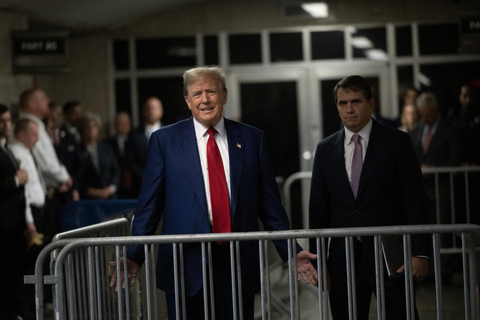 Donald Trump outside a Manhattan criminal court