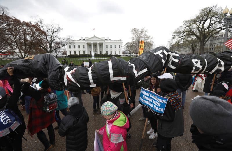 FILE PHOTO: Indigenous leaders participate in protest march and rally outside White House in Washington