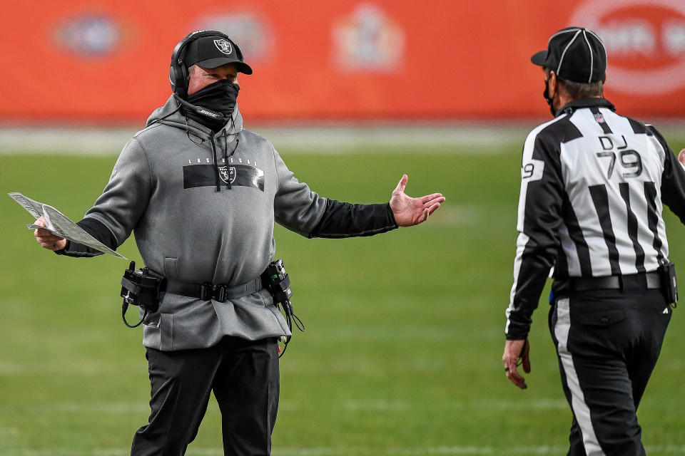 Las Vegas Raiders head coach Jon Gruden is looking for his first winning season in his second stint with the team. (Photo by Dustin Bradford/Icon Sportswire via Getty Images)