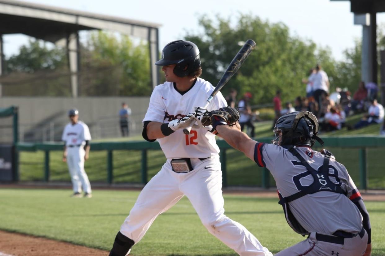 Junior infielder Thomas Gavello up to bat. He was one of the biggest offensive weapons for Pacific.