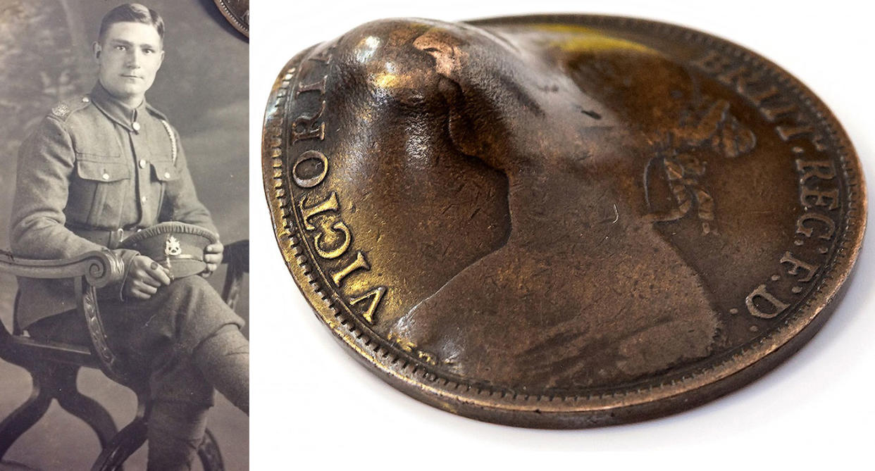 The coin diverted a bullet away from the soldier’s heart. (PA)