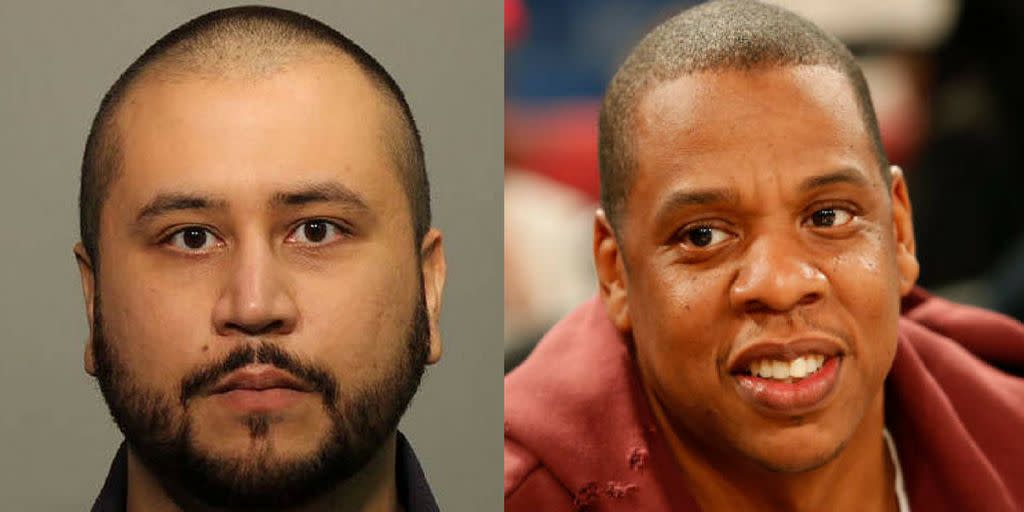 George Zimmerman, left, is reportedly threatening Jay-Z, right, related to a docuseries the music mogul is creating. (Photo: Getty Images/HuffPost)